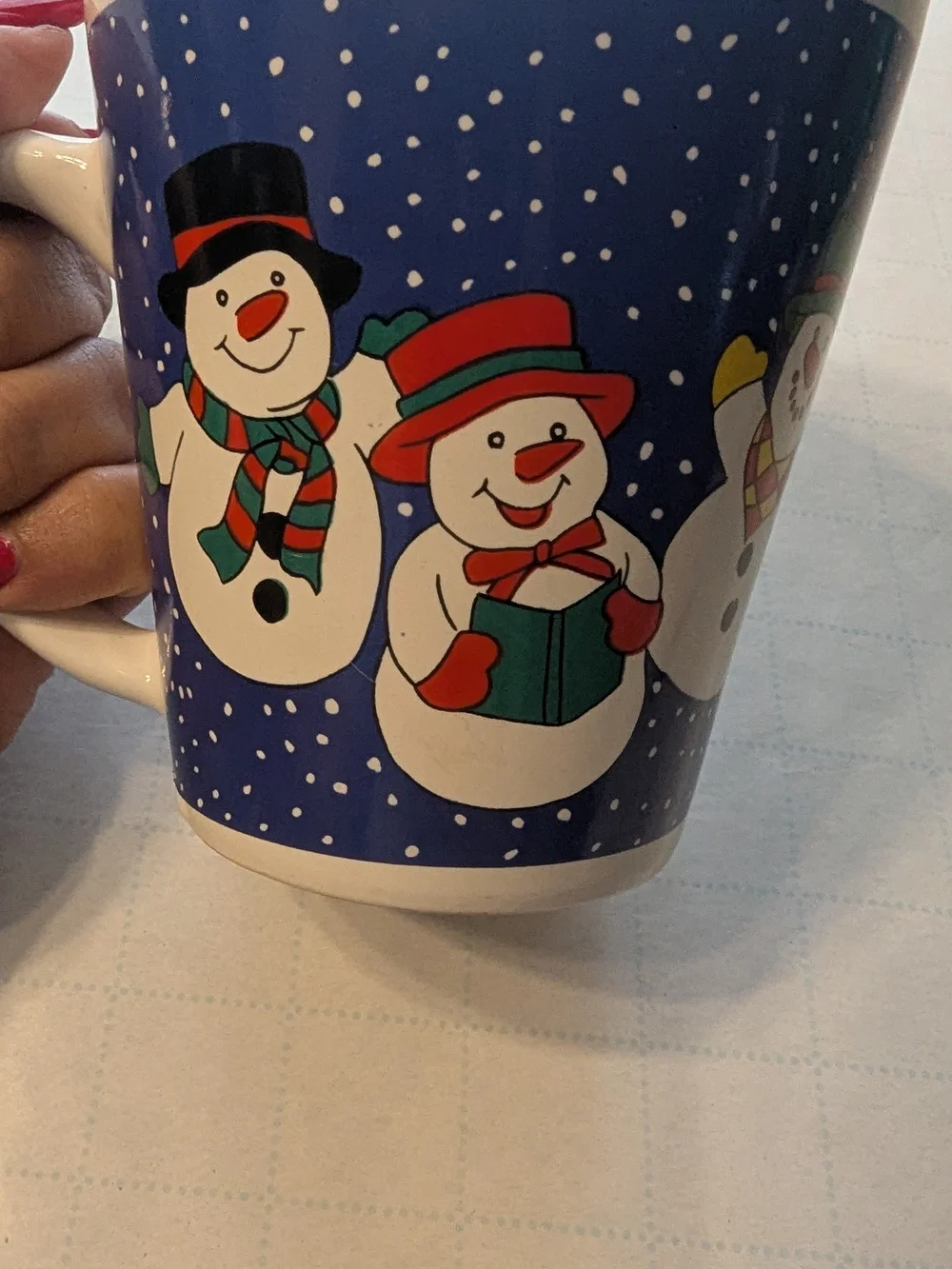 Festive Snowman Holiday Mug - Blue